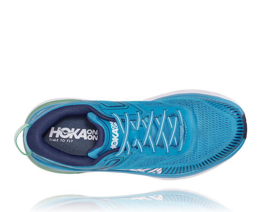 Zapatillas Running Hoka One One Hombre - Bondi 7 - Azules/Blancas - WJH491065